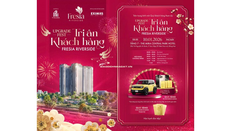 CĂN HỘ CAO CẤP FRESIA REVERSIDE BIÊN HÒA  VIEW SÔNG ĐỒNG NAI, ĐỐI DIỆN AEON MALL